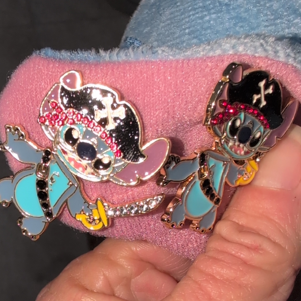 Pirate-Themed Stitch Pierced Earrings And Stitch Stuffed Animal!